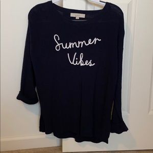 Loft “Summer Vibes” Navy sweater size S